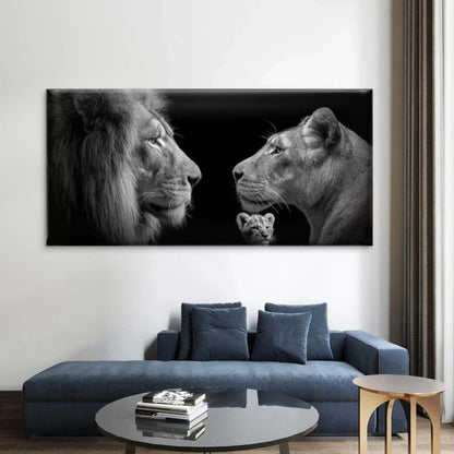 Lioness & Cub Wall Art Canvas Office Home Room Framed 120x60cm