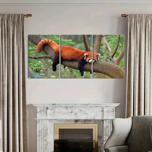 3pcs Animal Art Red Panda Modern Wall Art Canvas Unframed - High Quality Print 100% Australian Made Wall Canvas - Bella Home Decor