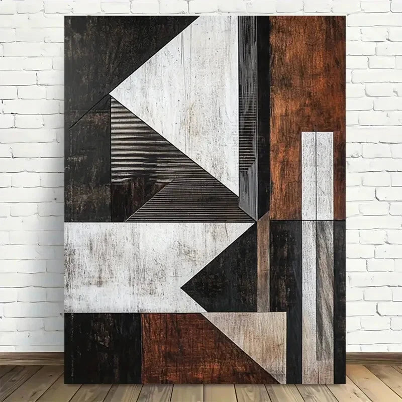 Beautiful Modern Geometric Abstract Black Painting 40x60cm Metal Print Ready to Hang - Bella Home Decor