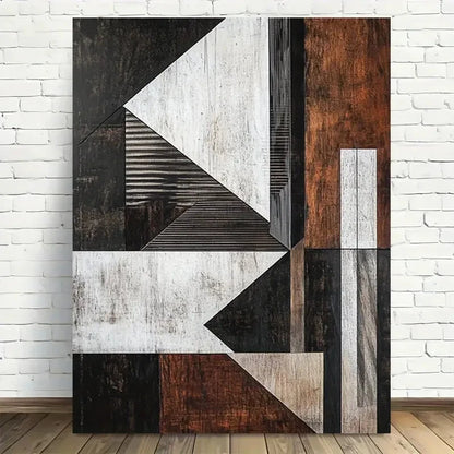 Beautiful Modern Geometric Abstract Black Painting 40x60cm Metal Print Ready to Hang - Bella Home Decor