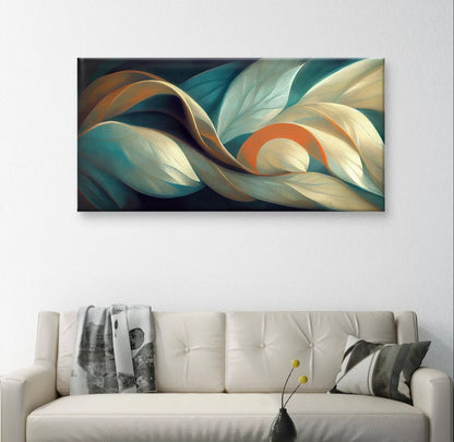 Abstract Flowing Leaves Colourful Wall Art Canvas Office Home Framed 120x60cm