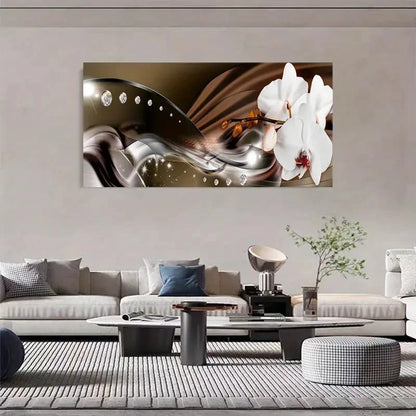 Elegant White Orchids Nordic Wall Art Canvas Office Home Room Framed 120x60cm