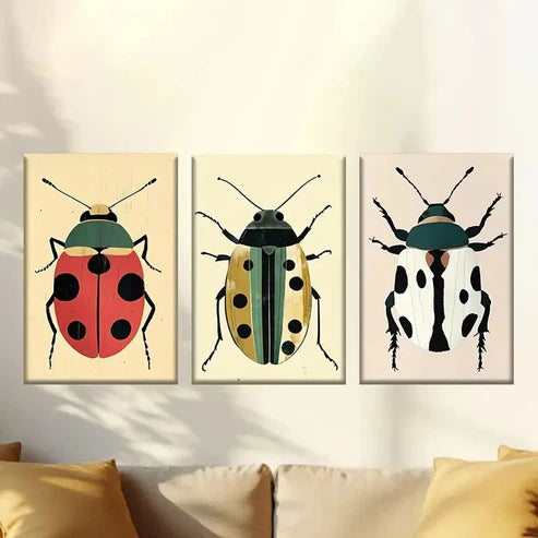 3pcs Creative Paintings of Insects Wall Art Canvas Unframed – High Quality Print 100% Australian Made Wall Canvas - Bella Home Decor