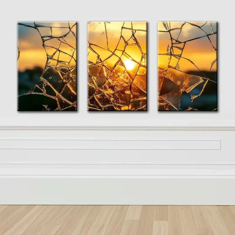 3pcs Abstract Sunburst Design Wall Art Set Canvas Framed 60x90cm - High Quality Print 100% Australian Made Wall Canvas Ready to Hang - Bella Home Decor
