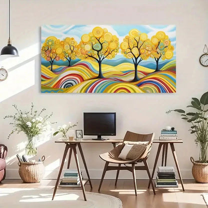 Vibrant Trees Spiral Artwork Wall Art Canvas Office Home Room Framed 120x60cm - Bella Home Decor
