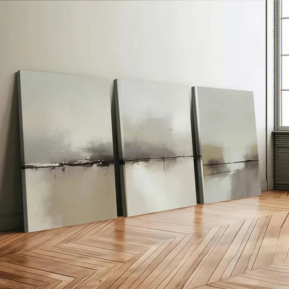 3pcs Abstract Modern Gray Beige Light Green Wall Art Set Canvas Unframed - High Quality Print 100% Australian Made Wall Canvas - Bella Home Decor