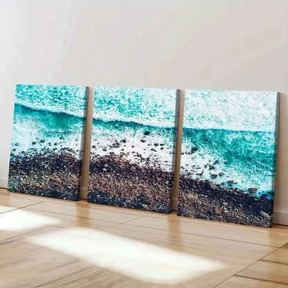 3pcs Ocean Waves Beach Nature Landscape Wall Art Set Canvas Unframed - High Quality Print 100% Australian Made Wall Canvas