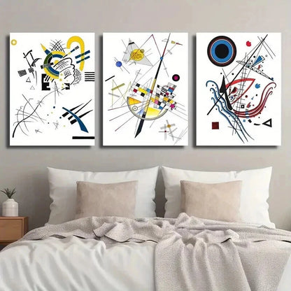3pcs Wassily Kandinsky Geometric Perfect Wall Art Set Canvas Framed 60x90cm - High Quality Print 100% Australian Made Wall Canvas Ready to Hang - Bella Home Decor