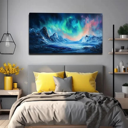 Vibrant Northern Lights Wall Art Canvas Office Home Room Framed 120x60cm