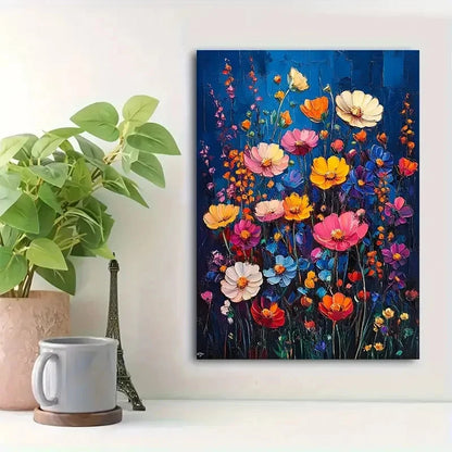 Beautiful Colorful Daisies And Wildflowers Painting 40x60cm Metal Print Ready to Hang - Bella Home Decor