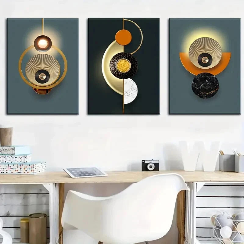 3pcs Modern Fashion Graphics Geometry Perfect Wall Art Set Canvas Framed 40x60cm - High Quality Print 100% Australian Made Wall Canvas Ready to Hang - Bella Home Decor