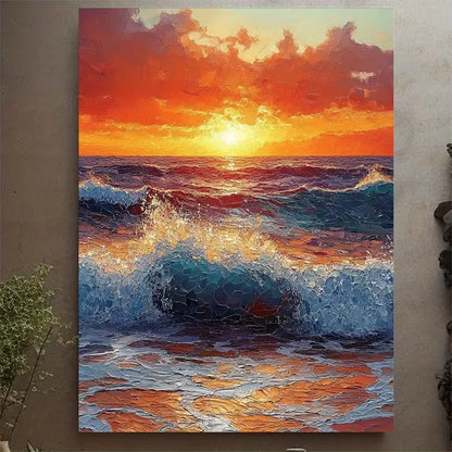 Mosaic Sunrise Over Ocean  60x90cm Metal Print Ready to Hang