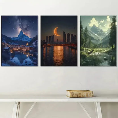 3pcs Modern Aesthetic Landscape Pine Wood  Canvas Unframed - High Quality Print 100% Australian Made Wall Canvas