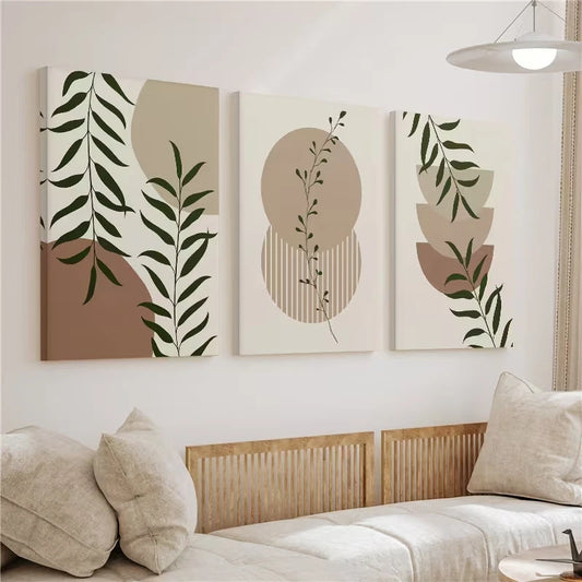3pcs Modern Style Leaf Gallery Boho Botanical Wall Art Set Canvas Framed 60x90cm - High Quality Print 100% Australian Made Wall Canvas Ready to Hang