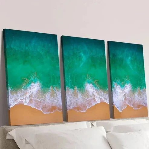 3pcs Summer Season Ocean Waves Landscape Wall Art Canvas Unframed - High Quality Print 100% Australian Made Wall Canvas