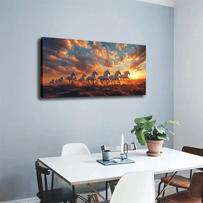 Dramatic Sunset Horseback Wall Art canvas office home room framed 120x60cm - Bella Home Decor