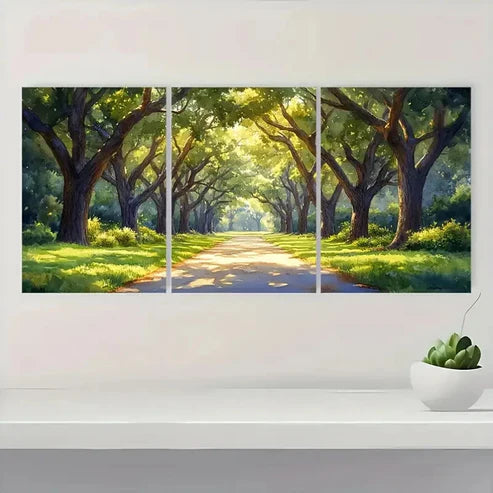 3pcs Sycamore Trees Woodland EU Wall Art Set Canvas Unframed - High Quality Print 100% Australian Made Wall Canvas - Bella Home Decor