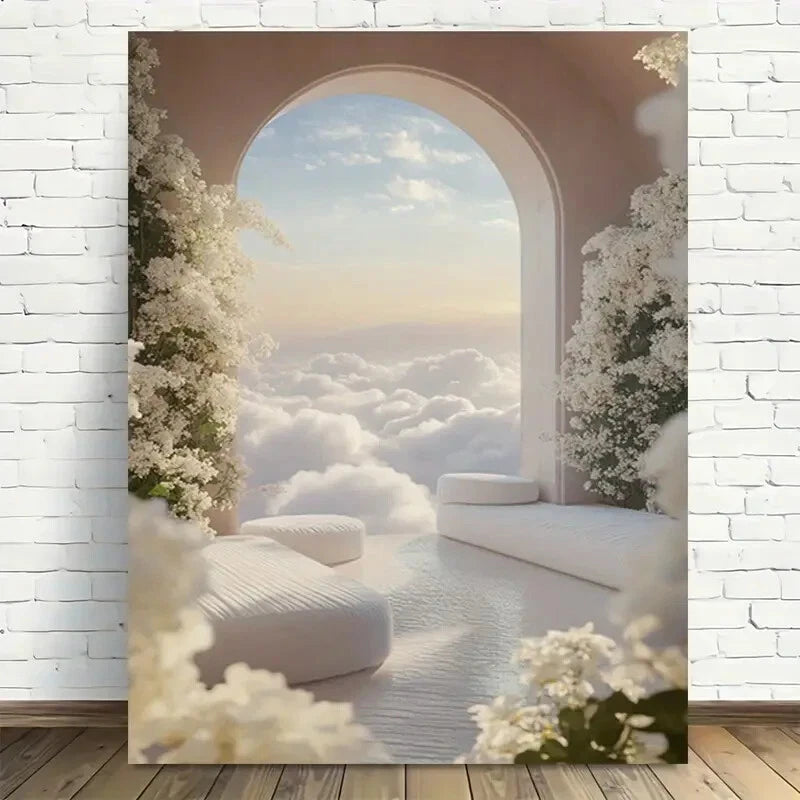 Beautiful Serene Sky Garden Modern Painting 40x60cm Metal Print Ready to Hang - Bella Home Decor