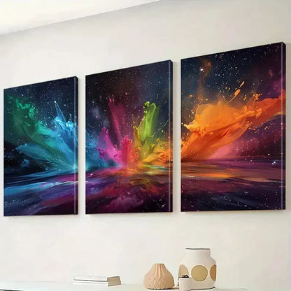 3pcs Modern Abstract Colorful Galaxy Splash Canvas Unframed - High Quality Print 100% Australian Made Wall Canvas