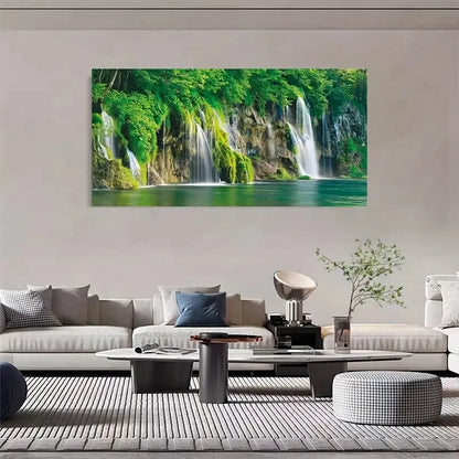 Scenic Waterfalls Winter Nature Wall Art Canvas Office Home Room Framed 120x60cm