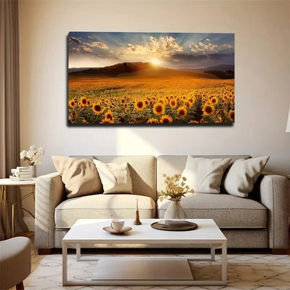 Sunflowers At Sunset Wall Art Canvas Office Home Room Framed 120x60cm