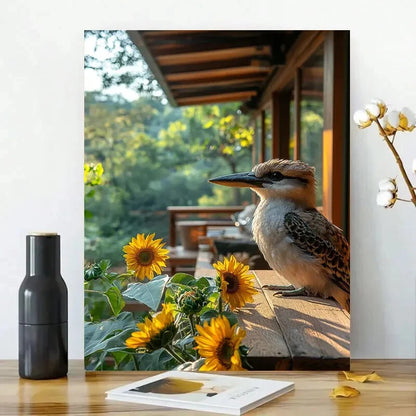 Kookaburra Bird Sitting on The Edge Painting Outdoor 40x60cm Metal Print Ready to Hang