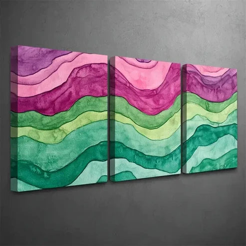 3pcs Summer Rice Paddy Ripples Watercolor Wall Art Set Canvas Unframed - High Quality Print 100% Australian Made Wall Canvas