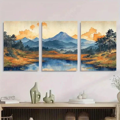 3pcs Hiroshige Ukiyo-E Japanese Vintage Wall Art Set Canvas Unframed - High Quality Print 100% Australian Made Wall Canvas