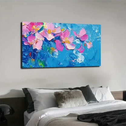 Bright Pink Flowers Modern Wall Art Canvas Office Home Room Framed 120x60cm