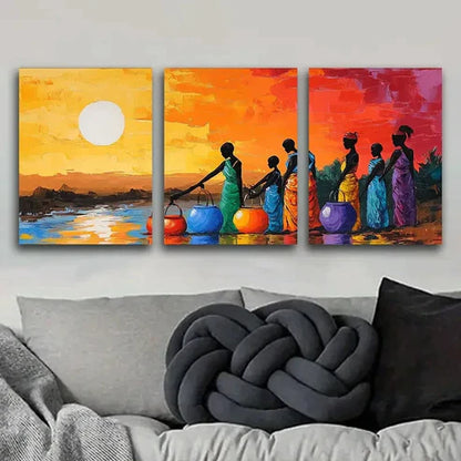 3pcs Women by the River Sun Shine Beauty Wall Art Set Canvas Unframed - High Quality Print 100% Australian Made Wall Canvas