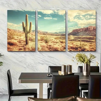 3pcs Arizona City USA Travel Retro Perfect Wall Art Set Canvas Framed 50x70cm - High Quality Print 100% Australian Made Wall Canvas Ready to Hang - Bella Home Decor