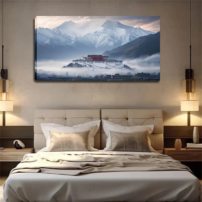 Palace Built On The Mountain Wall Art Canvas Office Home Room Framed 120x60cm - Bella Home Decor