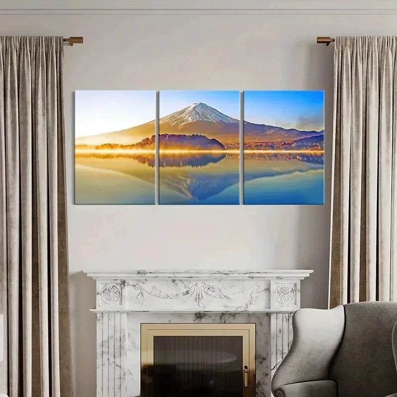 3pcs Natural Snow Mountain Lake Modern Wall Art Set Canvas Framed 60x90cm - High Quality Print 100% Australian Made Wall Canvas Ready to Hang