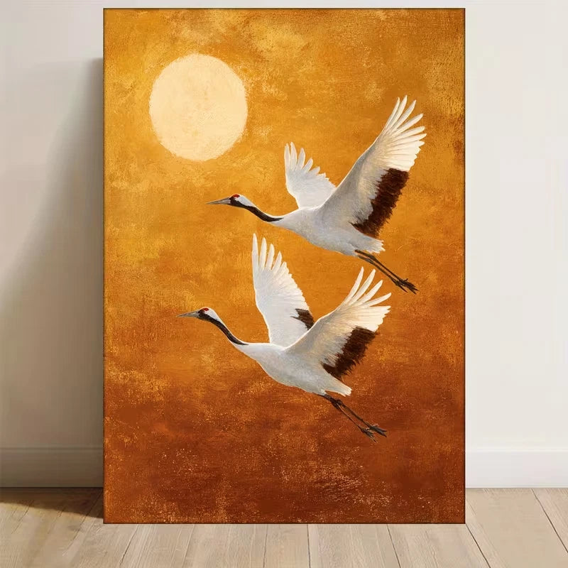 Two Graceful White Cranes  60x90cm Metal Print Ready to Hang