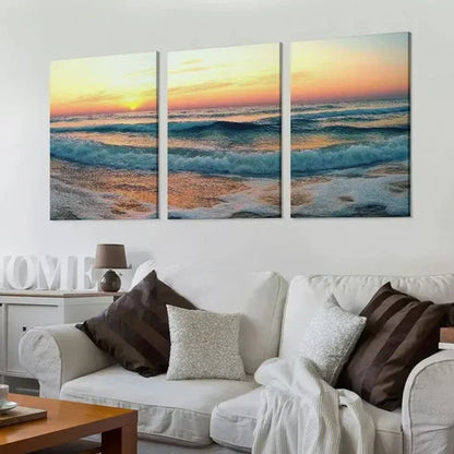 3pcs Elegant Ocean Sunrise View above Sea Art Set Canvas Unframed - High Quality Print 100% Australian Made Wall Canvas
