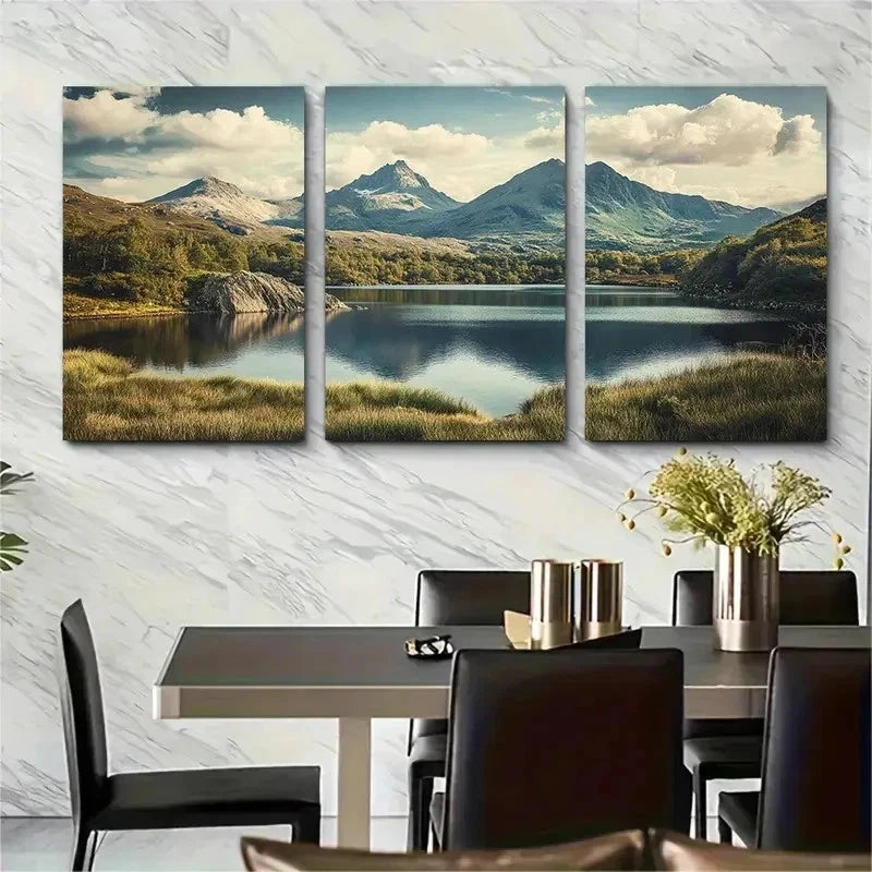 3pcs Snowdonia National Park Vintage Perfect Wall Art Set Canvas Framed 50x70cm - High Quality Print 100% Australian Made Wall Canvas Ready to Hang