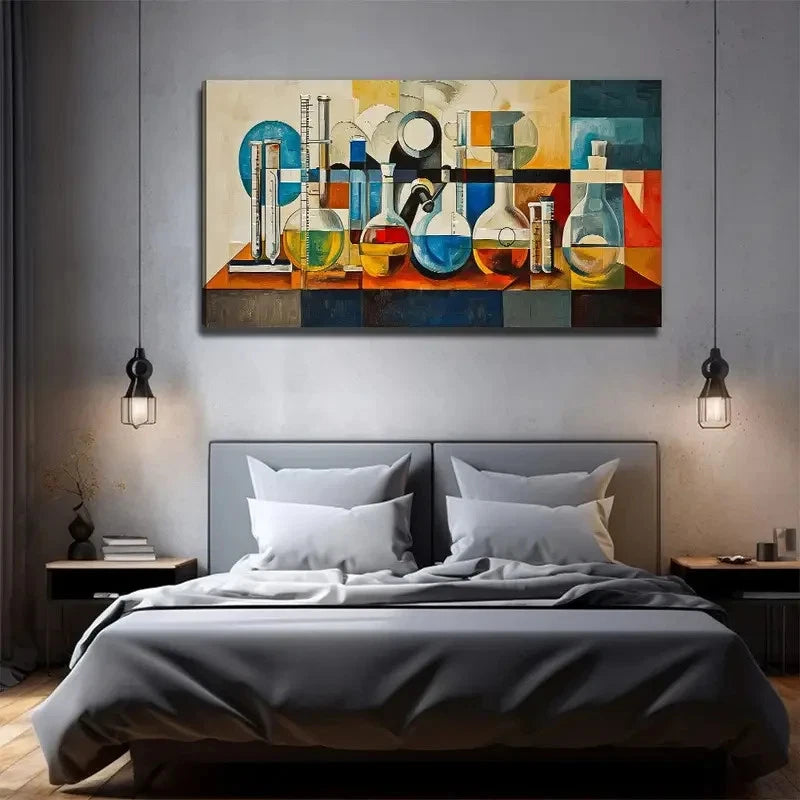 Colorful Abstract Bottles Wall Art Canvas Office Home Room Framed 120x60cm