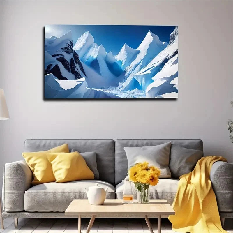 Clear Snow Mountain Wall Art Canvas Office Home Room Framed 120x60cm