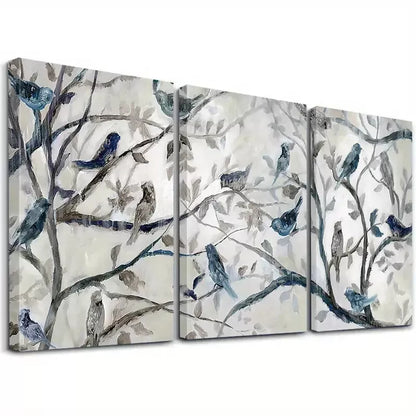 3pcs Birds & Branches Triptych Wall Art Set Canvas Framed 40x60cm - High Quality Print 100% Australian Made Wall Canvas Ready to Hang - Bella Home Decor