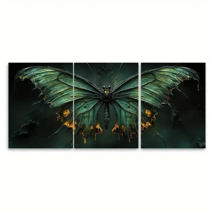3pcs Butterfly Canvas Abstract Skeletal F  Wall Art Set Canvas Framed 40x60cm - High Quality Print 100% Australian Made Wall Canvas Ready to Hang - Bella Home Decor