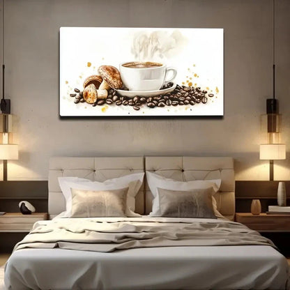 Realistic Coffee-Themed Milk Wall Art Canvas Office Home Room Framed 120x60cm