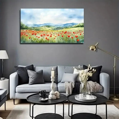 Large Poppy Flowers Modern Wall Art Canvas Office Home Room Framed 120x60cm