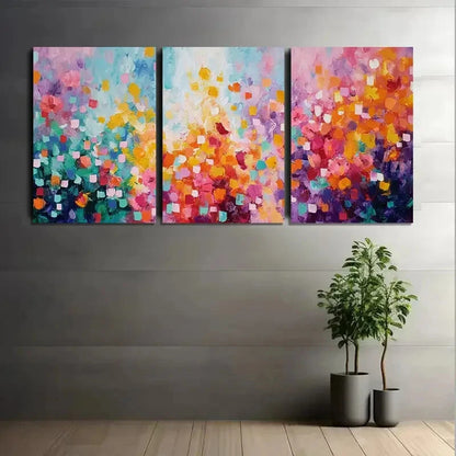 3pcs Flowers Numerous Large Brushstrokes Metal Print Ready to Hang Art - Bella Home Decor