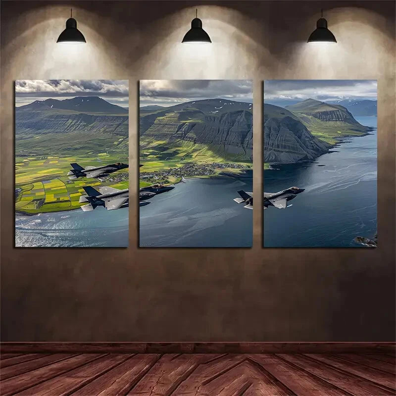 3pcs Flying Together Over The American Metal Print Ready to Hang Art - Bella Home Decor