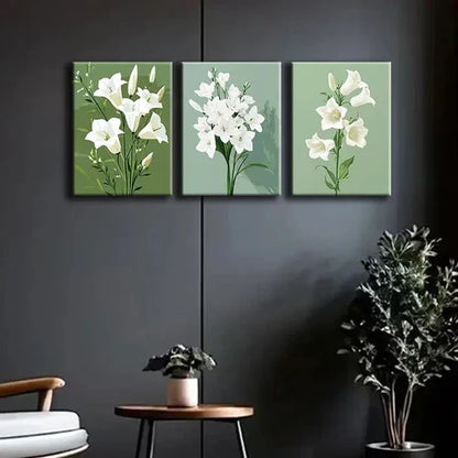 3pcs Elegant White Camellia Bloom Perfect Wall Art Set Canvas Unframed - High Quality Print 100% Australian Made Wall Canvas
