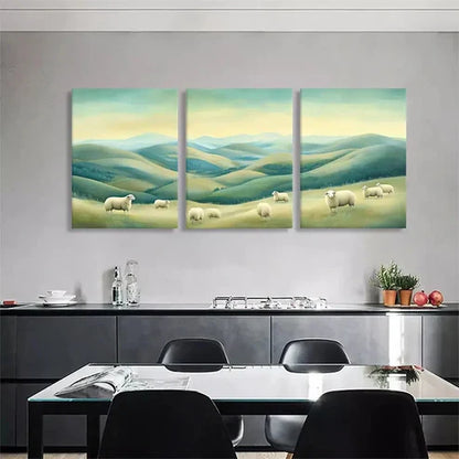 3pcs Serene Pastoral Sheep Nature Perfect Art Set Canvas Unframed - High Quality Print 100% Australian Made Wall Canvas
