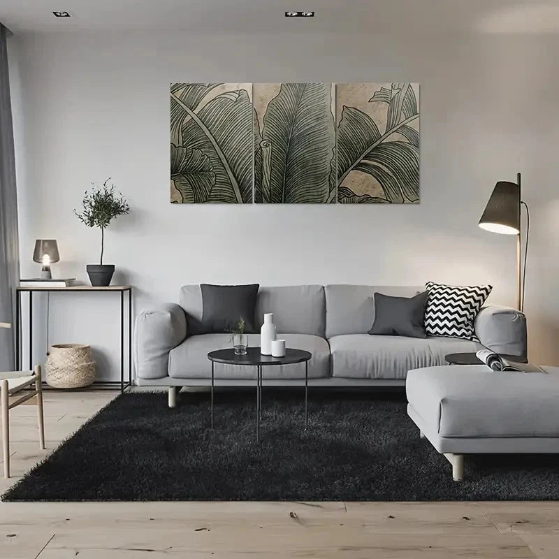 3pcs Large Banana Leaf Painting Metal Print Ready to Hang Art