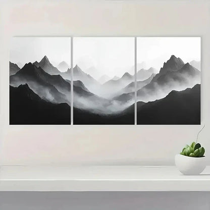 3pcs Alpine Echoes Minimalist Mountain EM Wall Art Set Canvas Unframed - High Quality Print 100% Australian Made Wall Canvas