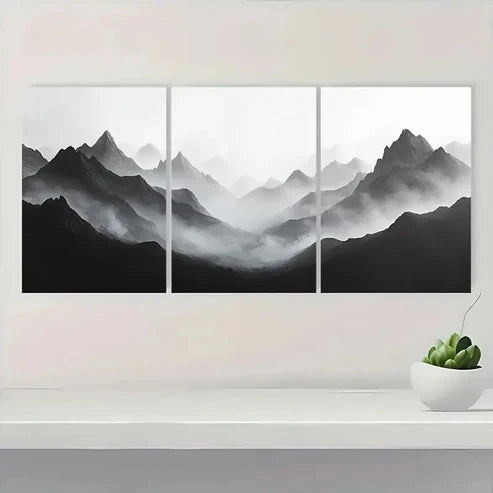 3pcs Alpine Echoes Minimalist Mountain EM Wall Art Set Canvas Unframed - High Quality Print 100% Australian Made Wall Canvas