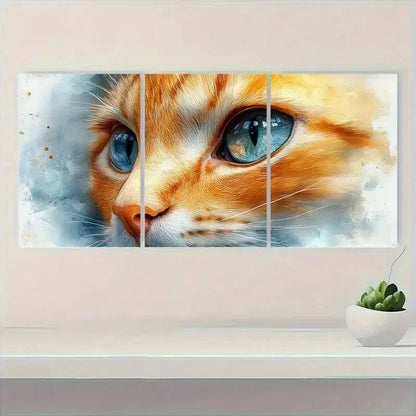 3pcs Orange Kitten In Blue Eyes & Gray Perfect Wall Art Set Canvas Framed 50x70cm - High Quality Print 100% Australian Made Wall Canvas Ready to Hang